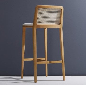 SOHOMANJE DOĞAL RATTAN BAR SANDALYESİ BEYAZ