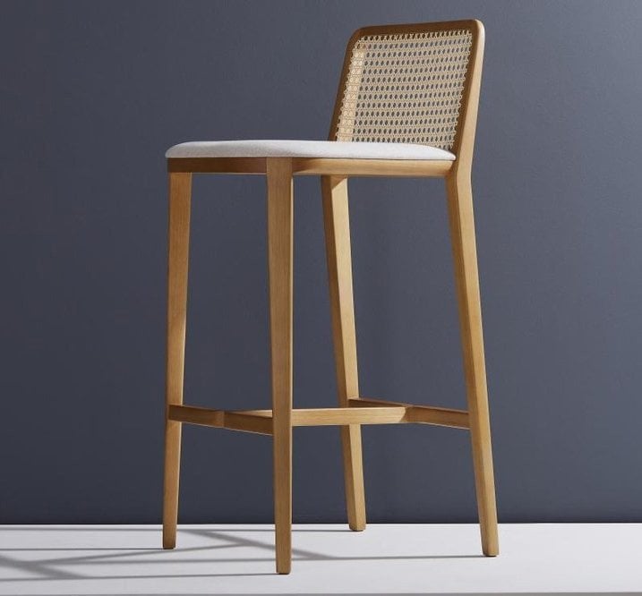 SOHOMANJE DOĞAL RATTAN BAR SANDALYESİ BEYAZ