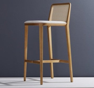 SOHOMANJE DOĞAL RATTAN BAR SANDALYESİ BEYAZ