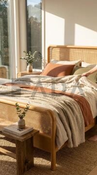 Royal Rattan Meşe Karyola