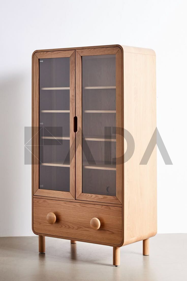 Mia Camlı Meşe Büfe Kitaplık